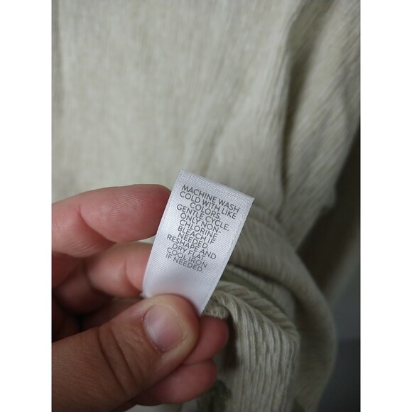 Pure Jill Woman M Light Sage Green Knit Texted Linen Blend Blouse - Picture 8 of 9